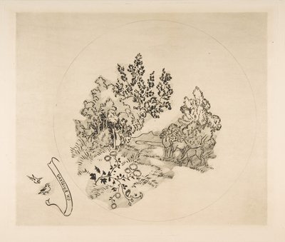 Decoración para un plato: Un arroyo, 1870 de Felix Bracquemond