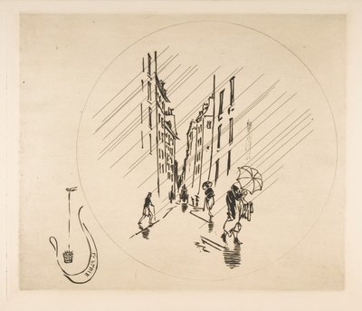 Decoración para un plato: Lluvia de Felix Bracquemond