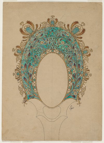 Diseños para un espejo de mano, c. 1900-1902 de Felix Bracquemond