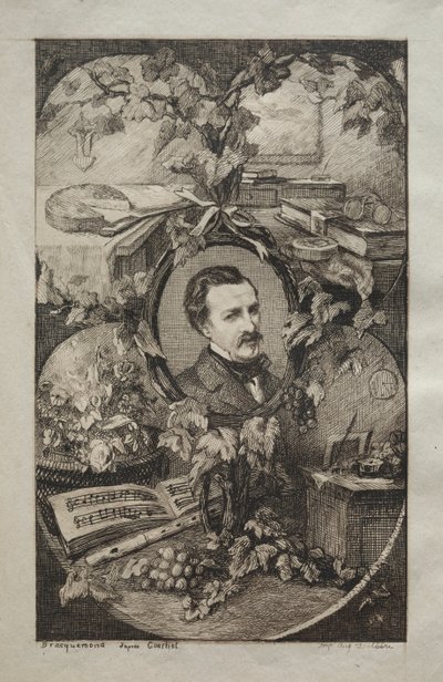 Frontispicio de "Nuevas obras de Champfleury, Los amigos de la naturaleza:" Retrato de Champfleury, después de Gustave Courbet de Felix Bracquemond