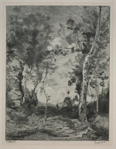 Paisaje, o El caballo blanco, después de Corot de Felix Bracquemond