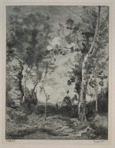 Paisaje, o El Caballo Blanco, después de Corot, c. 1858 de Felix Bracquemond