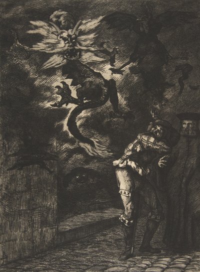 Panurge saliendo de la casa de Raminagrobis, 1854-55 de Felix Bracquemond