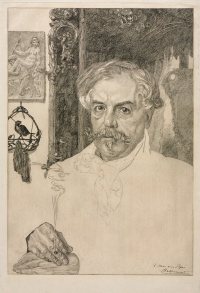 Retrato de Edmond de Goncourt, 1882 de Felix Bracquemond