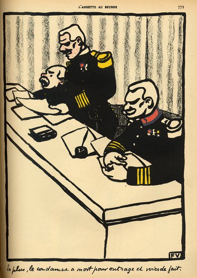 Un tribunal militar pronuncia una sentencia de muerte, de 