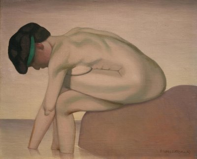 Bañista sentada de perfil sobre una roca de Felix Edouard Vallotton