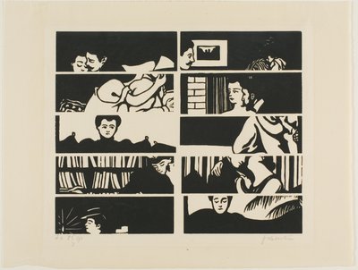Hoja de cancelación, fragmentos de diez bloques de madera de Intimidades de Felix Edouard Vallotton