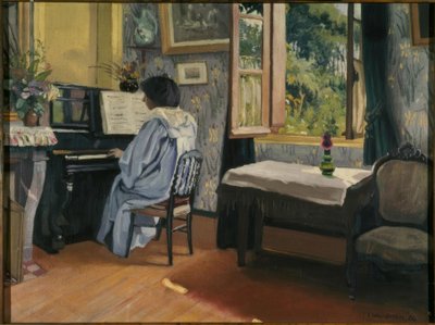 Dama al piano de Felix Edouard Vallotton