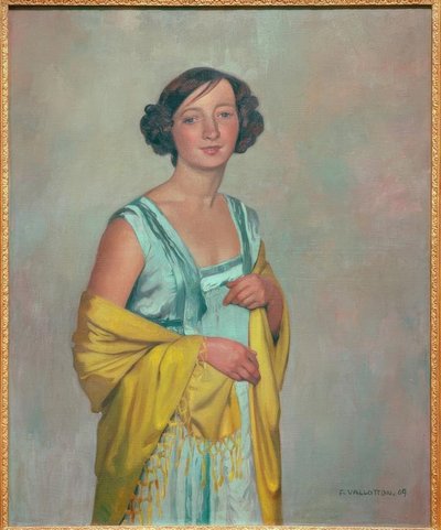 Retrato de dama con chal amarillo de Felix Edouard Vallotton