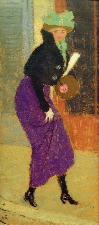 En la calle: Mujer con manguito de Felix Edouard Vallotton