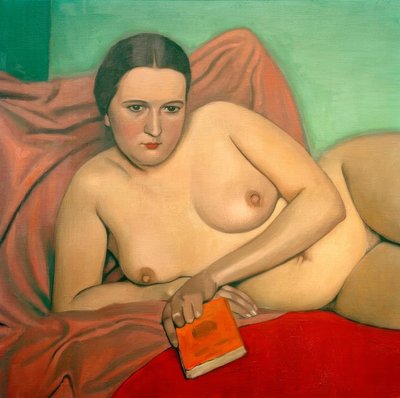 Mujer desnuda sosteniendo un libro de Felix Edouard Vallotton
