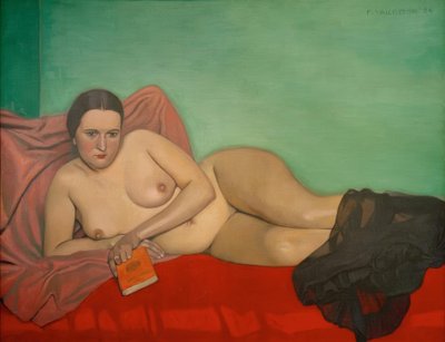 Mujer desnuda sosteniendo un libro de Felix Edouard Vallotton