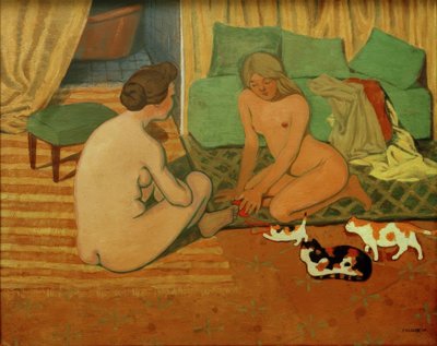 Mujeres desnudas con gatos de Felix Edouard Vallotton