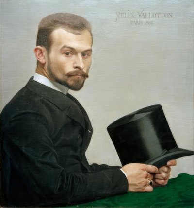 Félix Jasinski sosteniendo su sombrero de Felix Edouard Vallotton