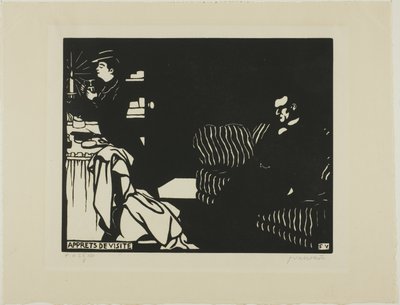 Preparándose para una visita, lámina ocho de Intimidades de Felix Edouard Vallotton