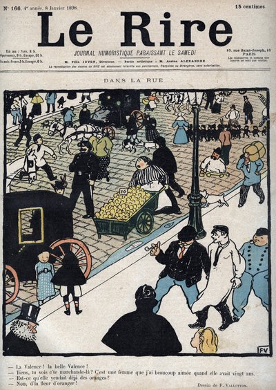 En la calle - Portada del periódico “Le Rire”, del 6 de enero de 1898, dibujo de Felix Vallotton de Felix Edouard Vallotton