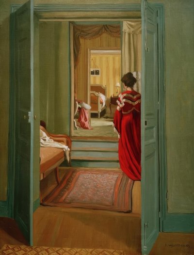 Interior con mujer de espaldas de Felix Edouard Vallotton