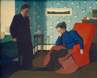 Interior sillón rojo y figuras de Felix Edouard Vallotton
