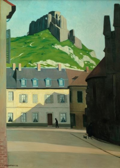 El castillo Gaillard y la plaza de Andelys de Felix Edouard Vallotton