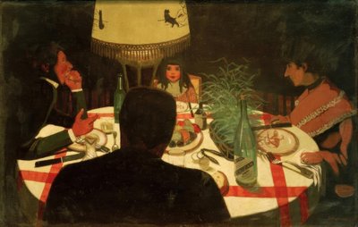 La cena, efecto de lámpara de Felix Edouard Vallotton