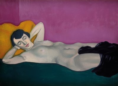 Mujer reclinada frente a fondo violeta. 1924 de Felix Edouard Vallotton