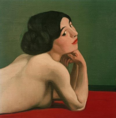 Desnudo acostado sobre alfombra roja de Felix Edouard Vallotton