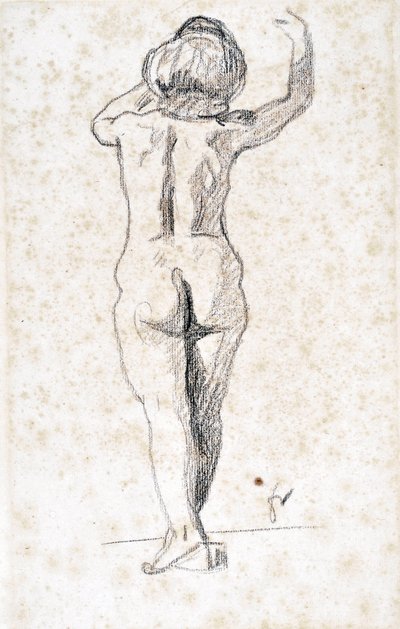 Nu de dos - Obra de Félix Vallotton (1865-1925), mina de plomo sobre papel (28x18 cm), principio del siglo XX - Musee de l