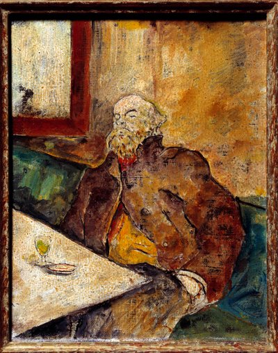 Retrato de Paul Verlaine (1844-1896), poeta francés, sentado en el bar frente a un vaso de absenta de Felix Edouard Vallotton