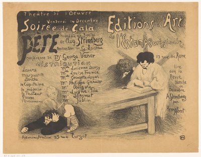 Programa de la función de gala de Le Père, una tragedia de August Strindberg en el Theâtre de l