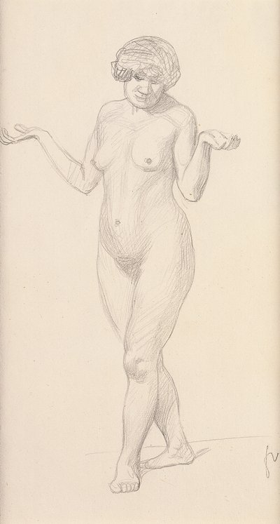 Desnudo de pie mirando hacia adelante de Felix Edouard Vallotton