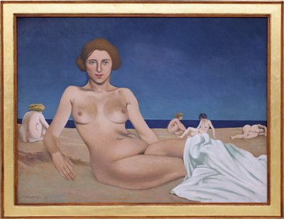 Tomando el sol en la playa de Felix Edouard Vallotton