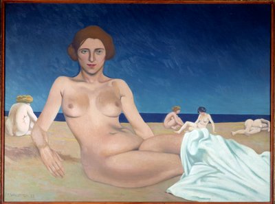 Tomando el sol en la playa de Felix Edouard Vallotton