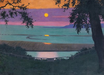 Atardecer en Grace, cielo naranja y violeta de Felix Edouard Vallotton