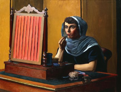 Joven mujer poniéndose lápiz labial; Jeune Femme se Mettant du Rouge à Lèvres, 1925 de Felix Edouard Vallotton