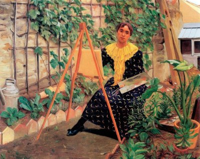 Joven mujer pintando de Felix Edouard Vallotton