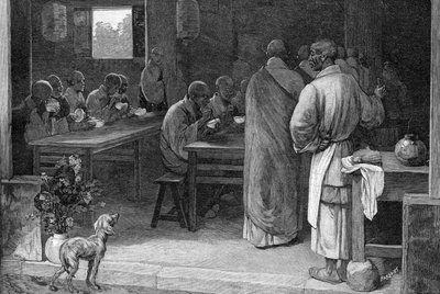 Refectorio en un monasterio budista de Felix Elie Regamey