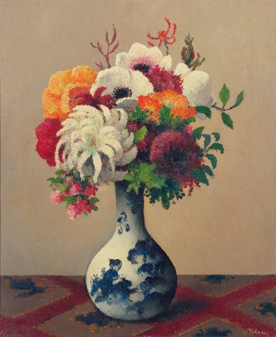 Naturaleza muerta con flores en un jarrón de porcelana de Felix Elie Tobeen