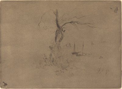 Árboles y barcos de Felix Hilaire Buhot