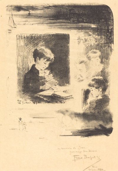 Niño dibujando de Felix Hilaire Buhot