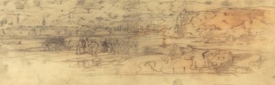Estuario con un Puerto Fortificado a la Izquierda y Acantilados a la Derecha, c. 1882 de Felix Hilaire Buhot
