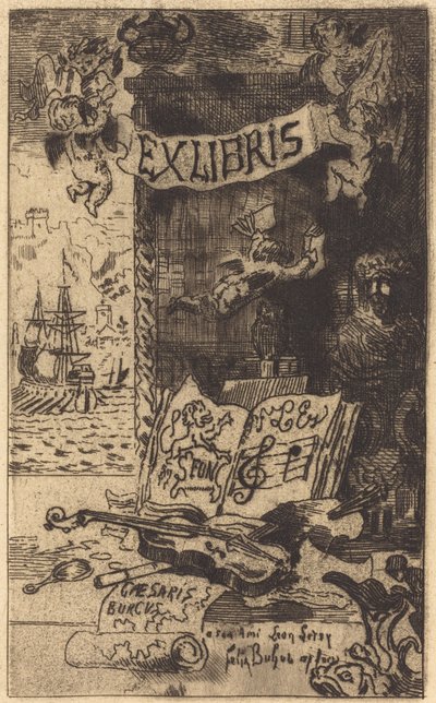 Ex-libris de Léon Lerey, 1875-1877 de Felix Hilaire Buhot