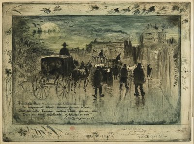 Procesión fúnebre en el Boulevard de Clichy, 1887 de Felix Hilaire Buhot