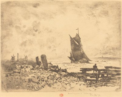 La pequeña marina - Recuerdo de Medway (contraprueba) de Felix Hilaire Buhot