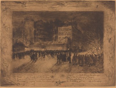 La Place des Martyrs y La Taverne du Bagne, 1885 de Felix Hilaire Buhot