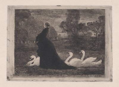 Dama de los cisnes, 1879 de Felix Hilaire Buhot