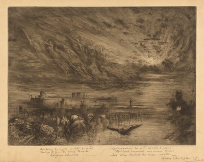 Los espíritus de las ciudades muertas, 1885 de Felix Hilaire Buhot