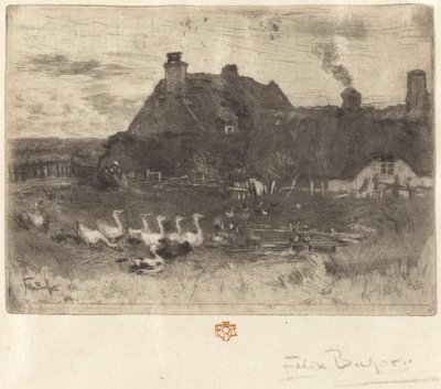 Las pequeñas cabañas de paja, 1878 de Felix Hilaire Buhot
