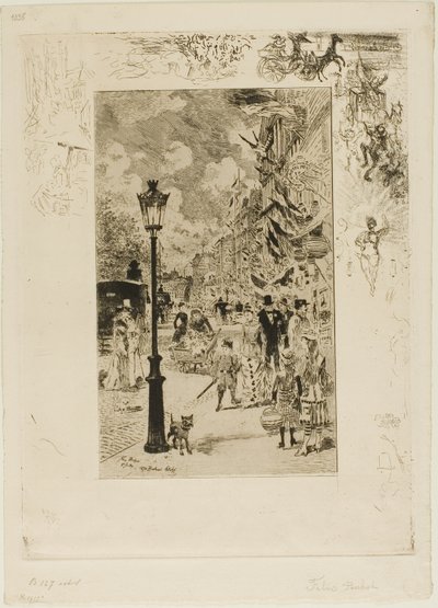 Fiesta nacional en el Boulevard Clichy de Felix Hilaire Buhot
