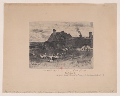 Pequeñas cabañas con techo de paja, 1878 de Felix Hilaire Buhot