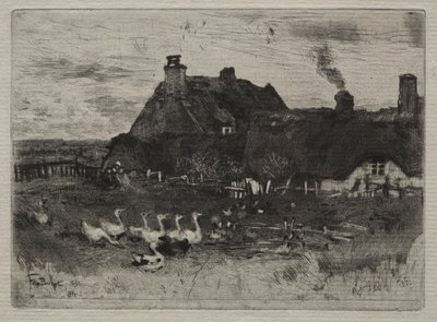 Cabañas con techo de paja, 1878 de Felix Hilaire Buhot